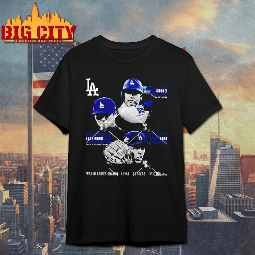 Dodgers Shohei Ohtani Yoshinobu Yamamoto &amp; Roki Sasaki WS 2025 Champions Historic Performances Shirt