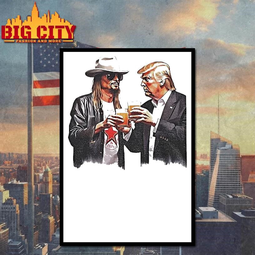 Donald Trump And Kid Rock Drinking Beer Cartoon Shirt