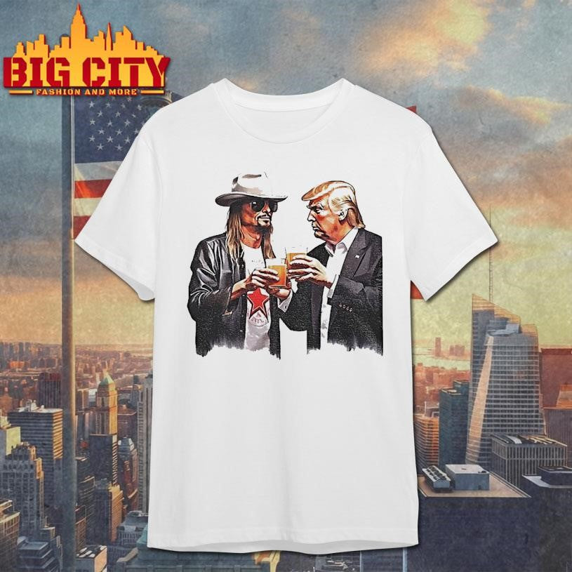Donald Trump And Kid Rock Drinking Beer Cartoon Shirt