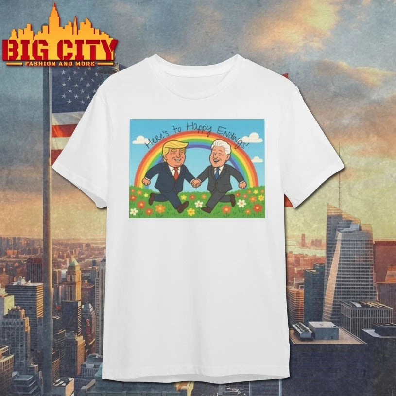Donald Trump and Bill Clinton Blowing Bubble Here’s to happy ending Shirt