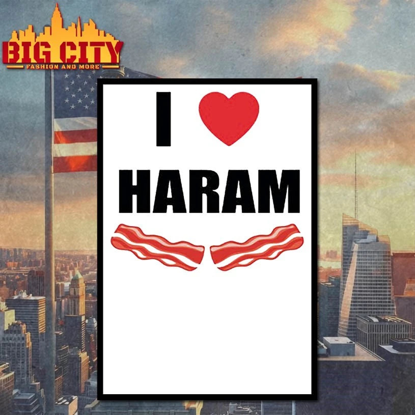 Dr Gumnaam Wearing I love haram bacon shirt