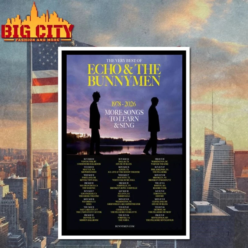 Echo And The Bunnymen Tour 2026 Poster shirts