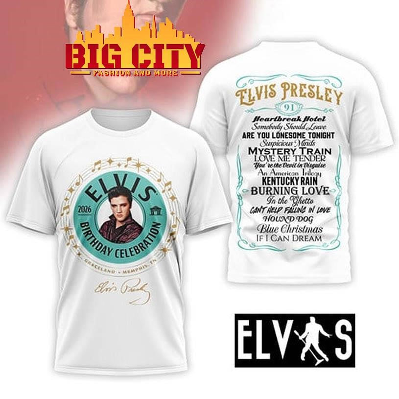 Elvis Presley 2026 Brithday Celebration Two Sided Shirt
