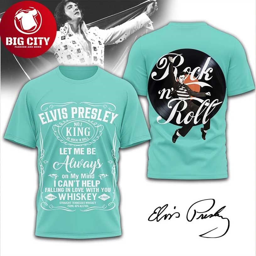 Elvis Presley Rock N Roll King Of Rock Graphic Tee Inspired By Classic Hits Two Sided Shirt