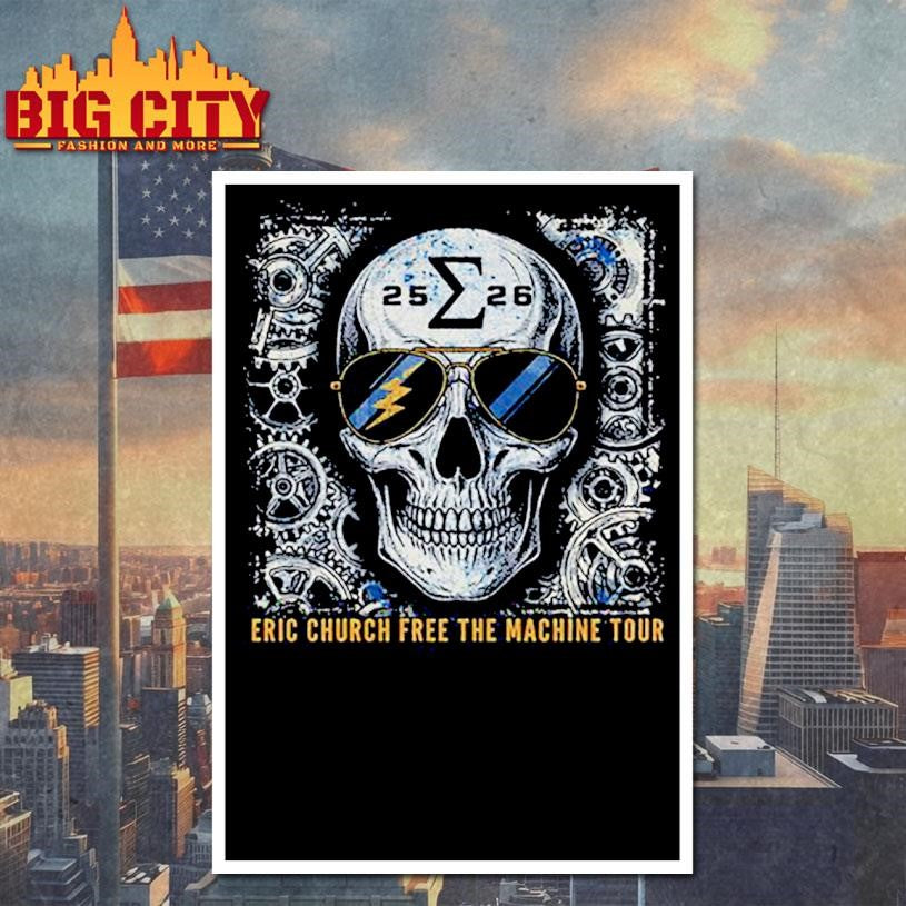 Eric Church Tour Free The Machine 2025 Skull shirt