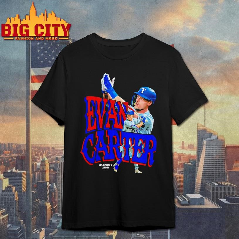 Evan Carter #32 Texas Rangers Jomboy Media Shirt