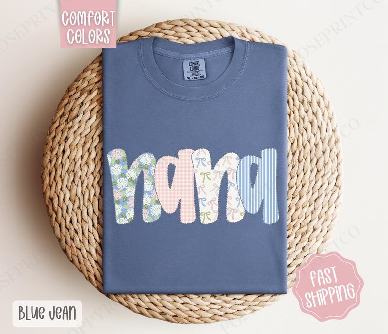 Floral Nana Comfort Colors Shirt, Cute Spring Grandma Tshirt, Coquette Nana Tee