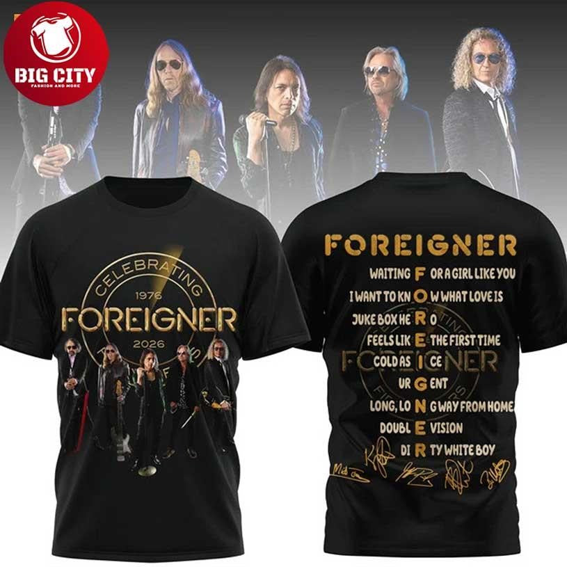 Foreigner Celebrating 2026 Signature Two Sided Shirt