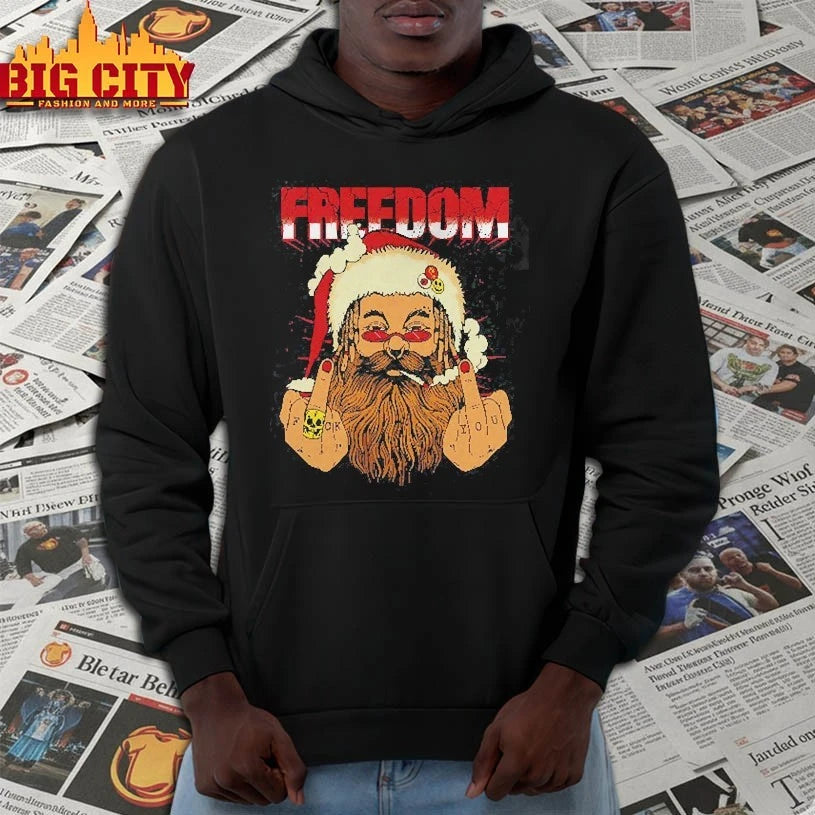 Freedom Defiant Santa Claus Middle Finger Christmas shirt