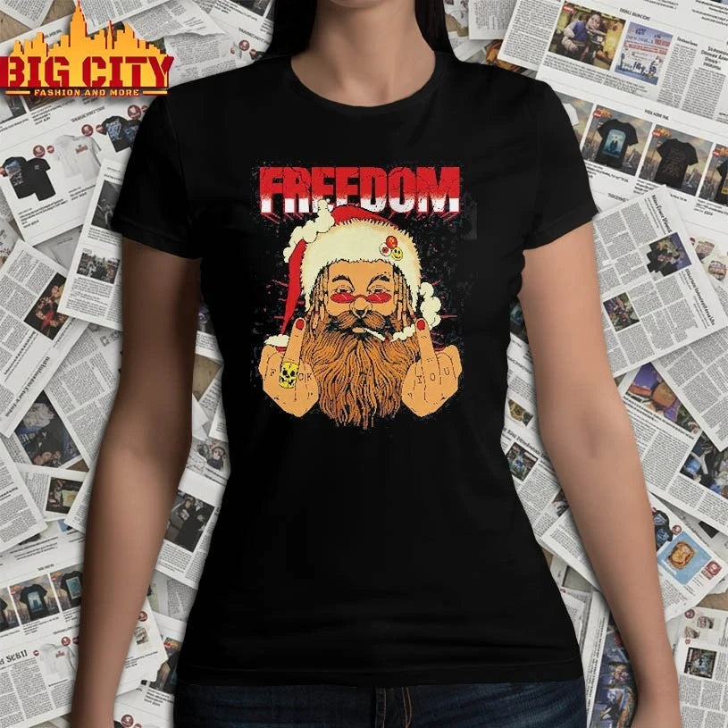 Freedom Defiant Santa Claus Middle Finger Christmas shirt