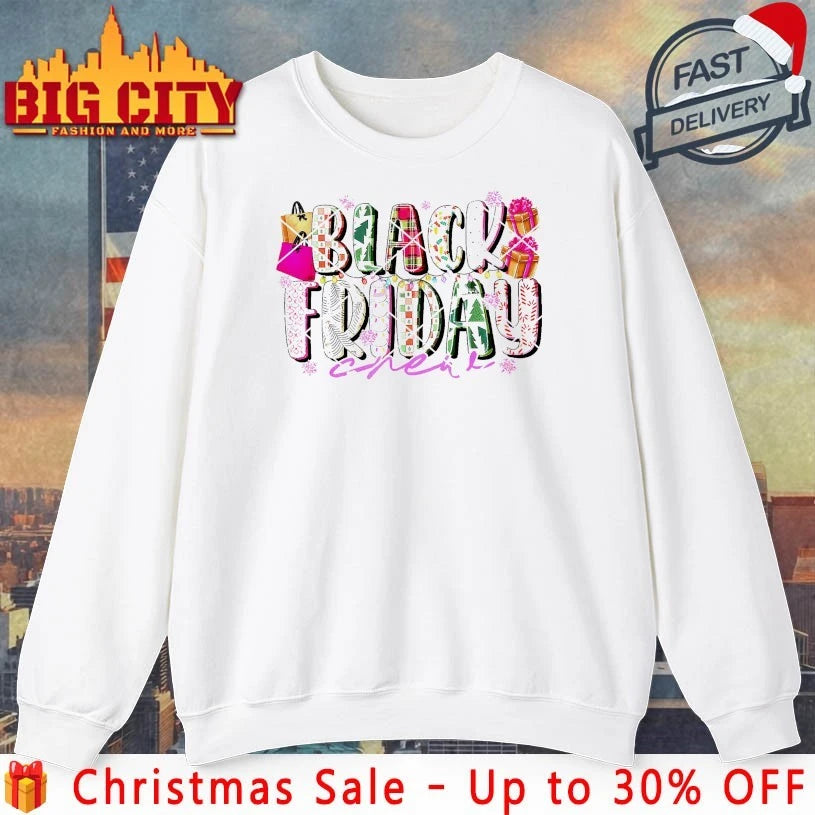 Friday Shopping Crew Christmas Lights PNG, Black Shopping Family