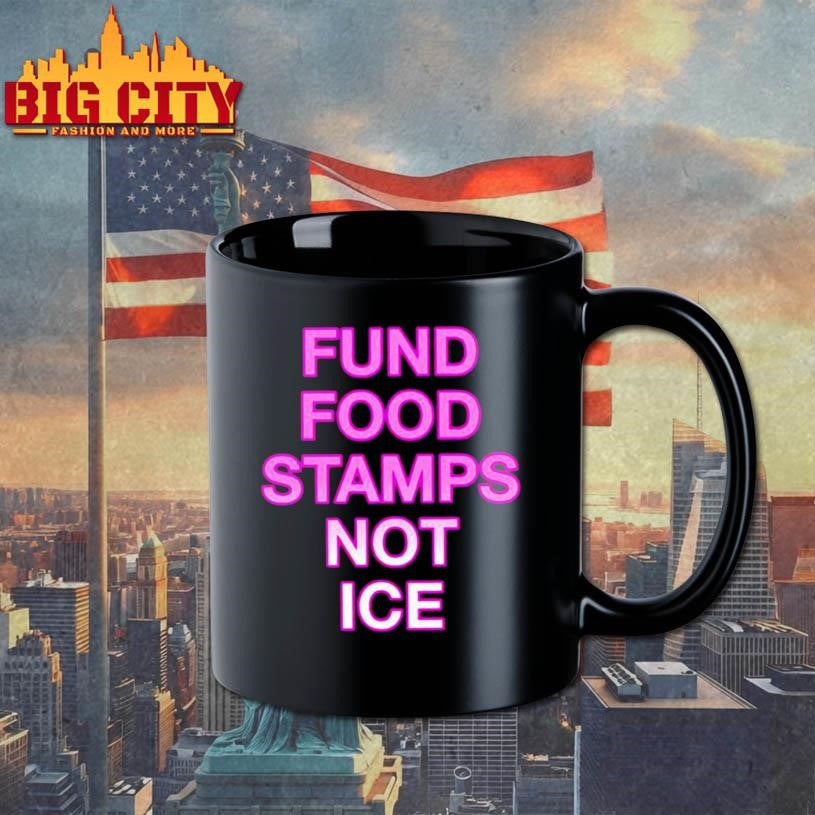Fund Food Stamps Not ICE pink text shirt