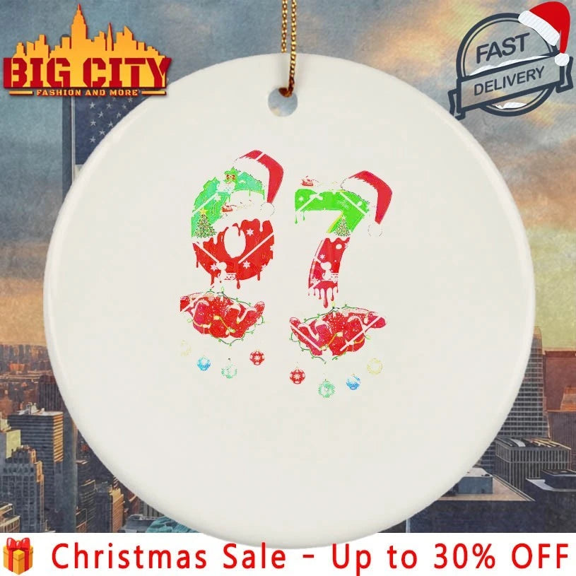 Funny Six Seven 67 Meme 6 7 Christmas Santa Hand shirt