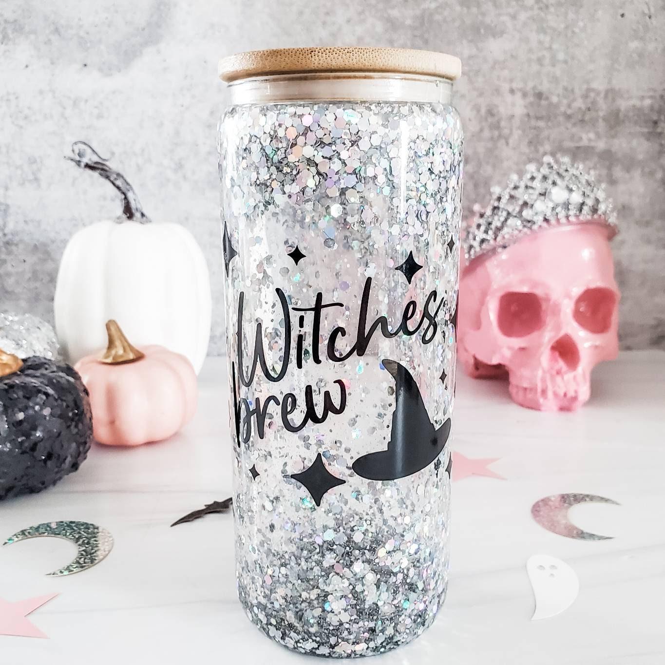 Funny Witch Halloween Snowglobe Iced Coffee Cup