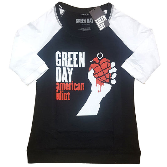 Green Day Ladies Raglan T-Shirt: American Idiot Style001