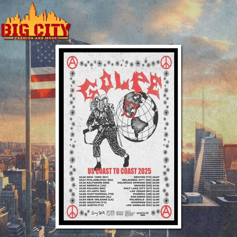 GOLPE Punx US Coast To Coast 2025 Tour Poster Shirts