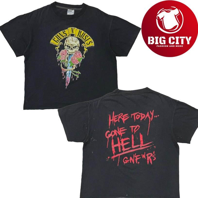 GUNS N’ ROSES SKULL SWORD GONE TO HELL BROCKUM XL 4689 Two Sided Shirt