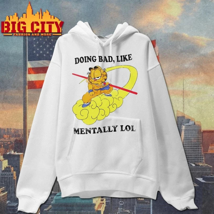 Garfield x Goku Doing Bad Like Mentally Lol shirt