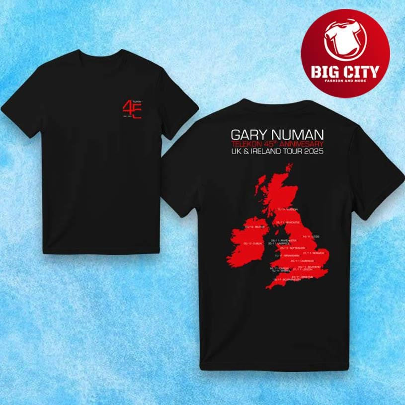 Gary Numan Telekon 45th Anniversary Tour 2025 Two Sided Shirt