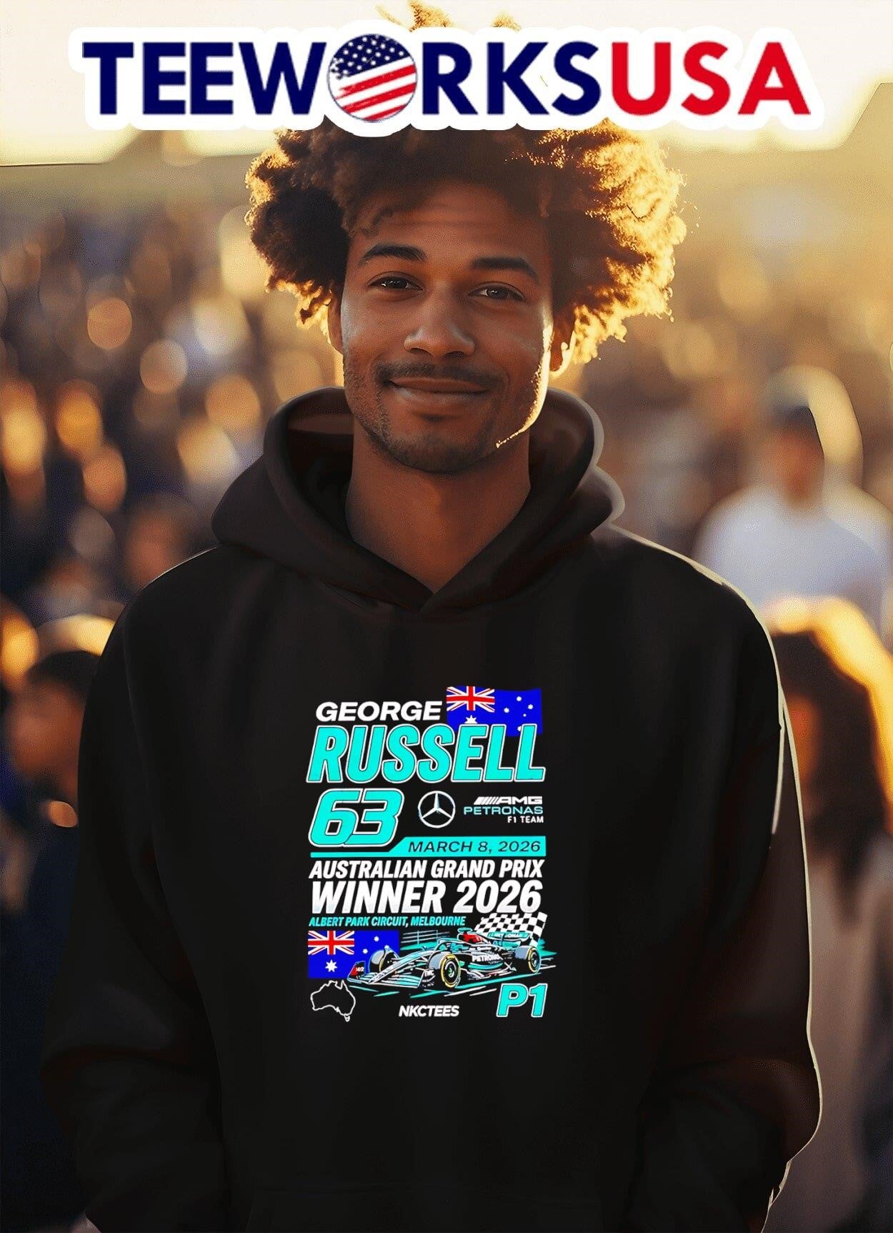 George Russell AMG Petronas F1 Team P1 Australian Grand Prix 2026 Champions Shirt