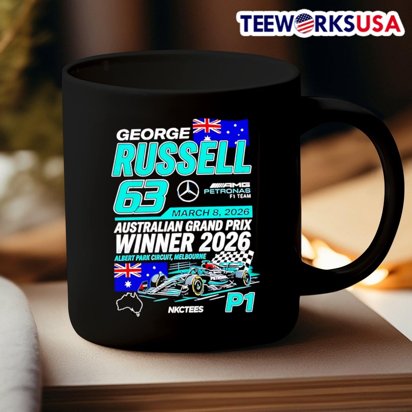 George Russell AMG Petronas F1 Team P1 Australian Grand Prix 2026 Champions Shirt