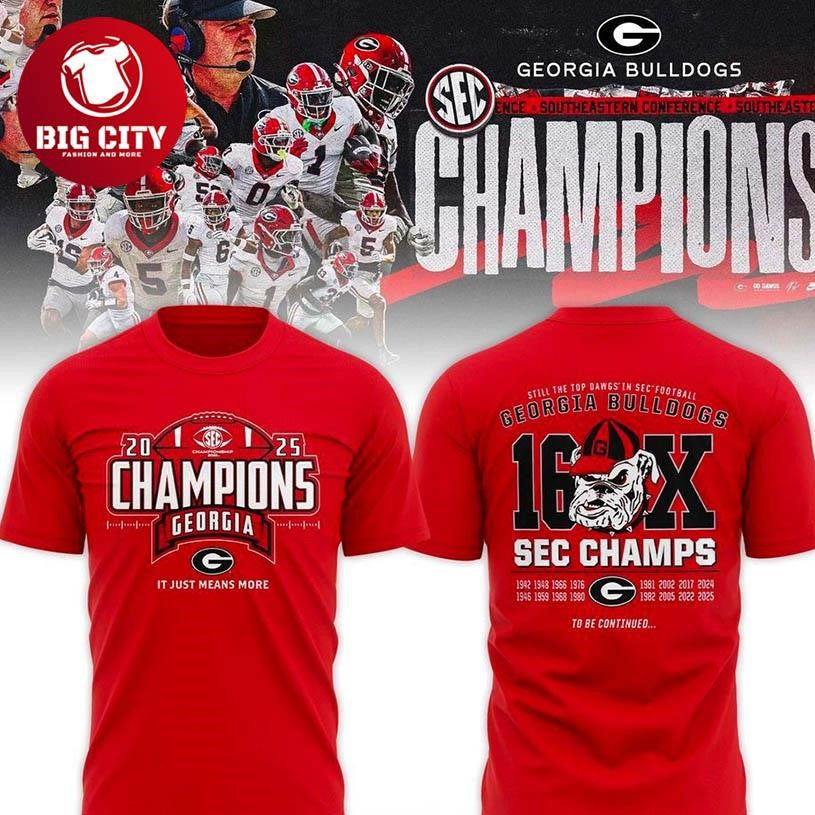 Georgia Bulldogs 16x SEC Football Champions Two Sided Shirt