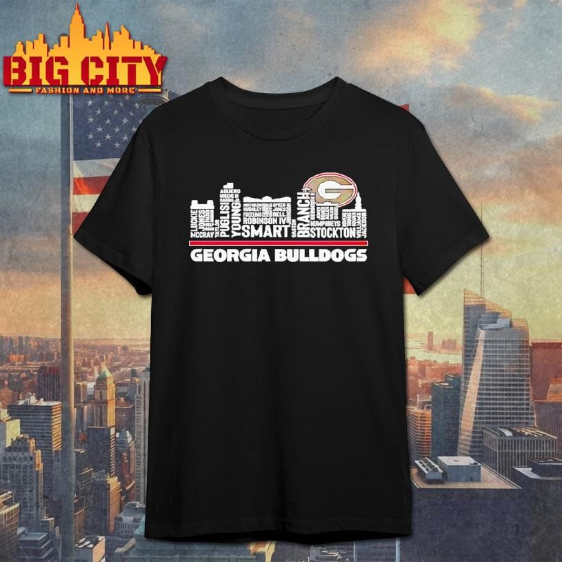 Georgia Bulldogs Football Name Players Shape Skyline City Shirt