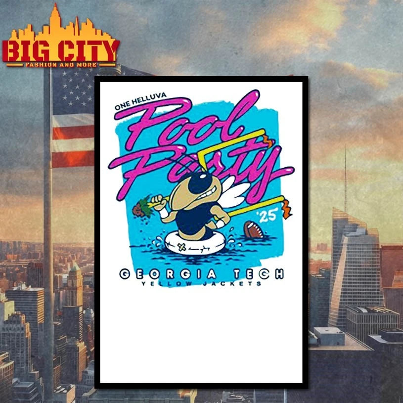 Georgia Tech Yellow Jackets One Helluva Pool Party 2025 Mascot Shirt
