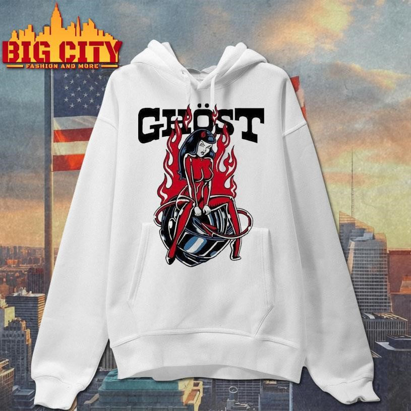 Ghost Racing Ghost Girl Red Flames Helmet Shirt