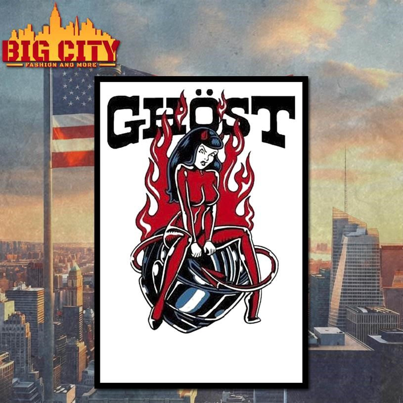 Ghost Racing Ghost Girl Red Flames Helmet Shirt