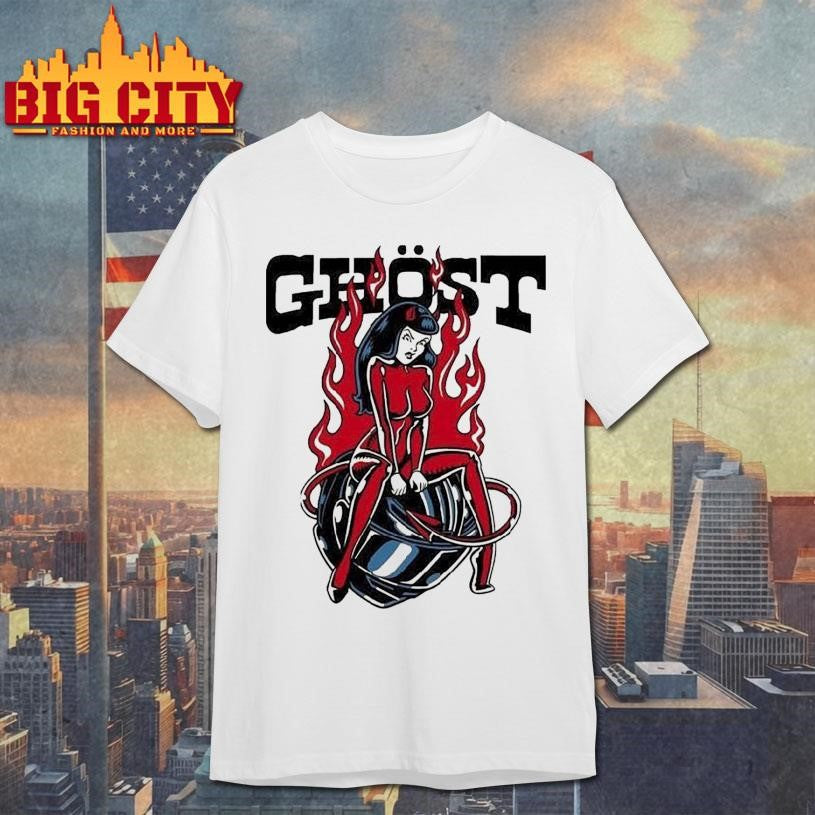 Ghost Racing Ghost Girl Red Flames Helmet Shirt