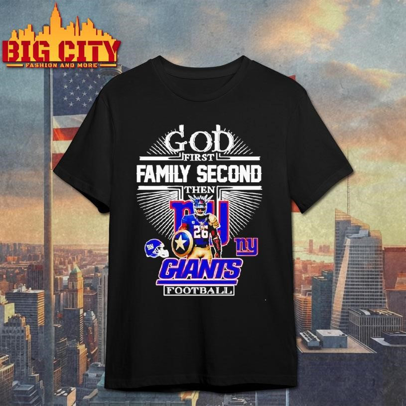 God First Family Second Then New York Giants Football Player Mascot Shirt