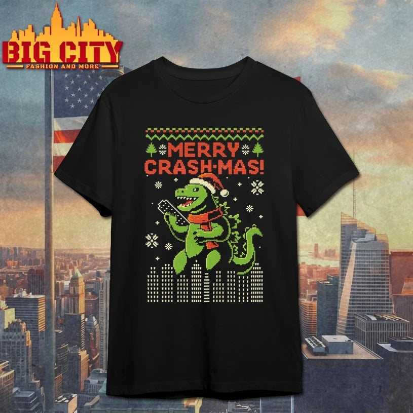 Godzilla Merry Crash-mas ugly Christmas shirt