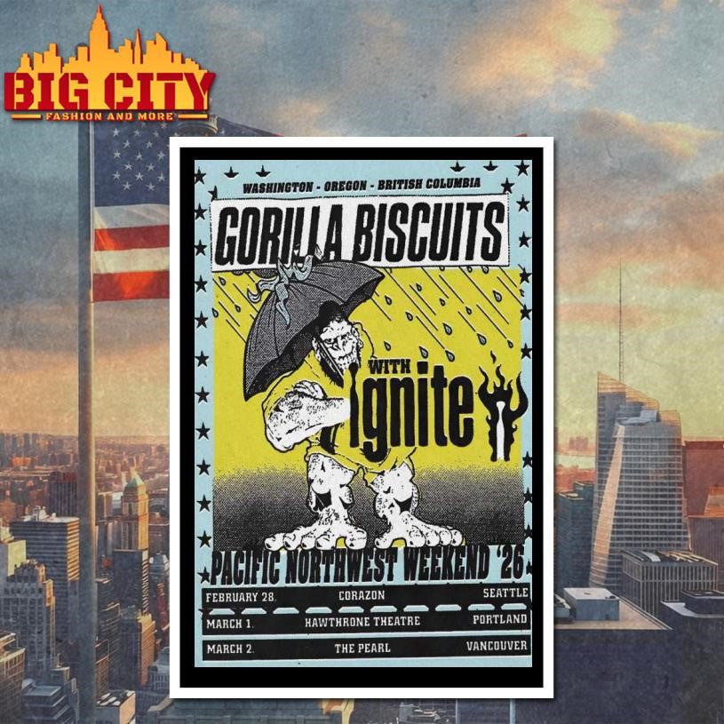 Gorilla Biscuits Pacific Northwest Weekend 2026 Shows Poster shirt