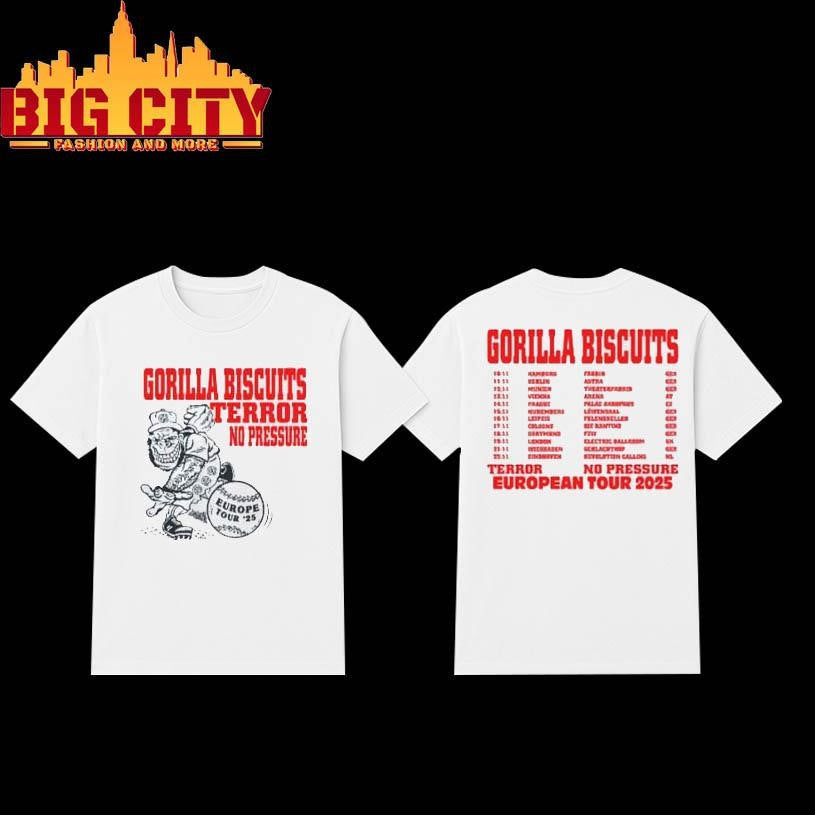 Gorilla Biscuits Terror No Pressure EU Tour Two Sided Shirt