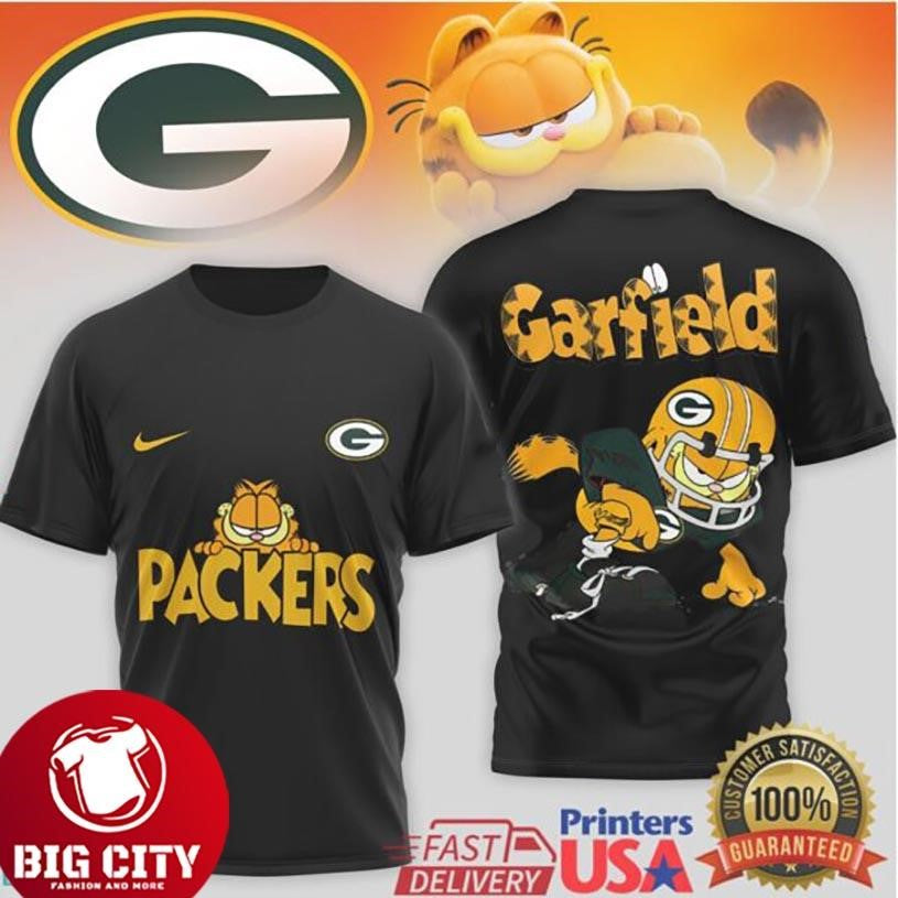 Green Bay Packers Garfield Football Character Two Sided Shirt