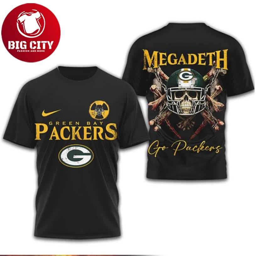 Green Bay Packers x Megadeth Vic Rattlehead Metal Two Sided Shirt