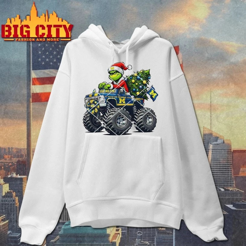 Grinch Christmas Monster Truck Michigan Wolverines shirt
