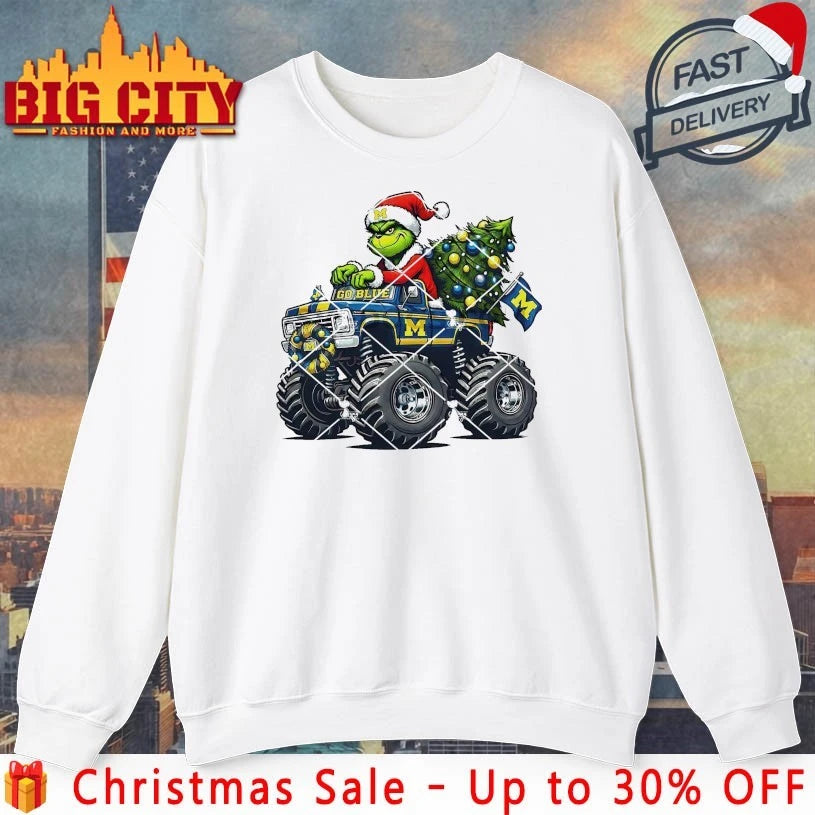 Grinch Christmas Monster Truck Michigan Wolverines shirt