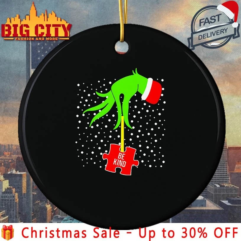Grinch Hand Be Kind Puzzle Autism Awareness Christmas shirt