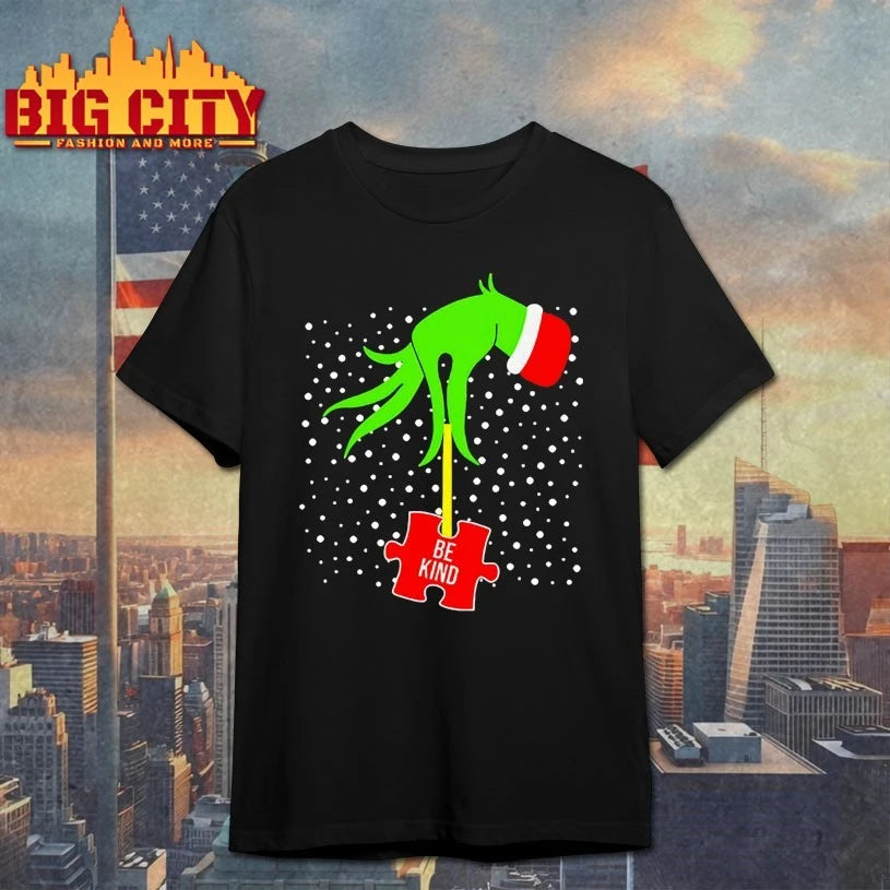Grinch Hand Be Kind Puzzle Autism Awareness Christmas shirt