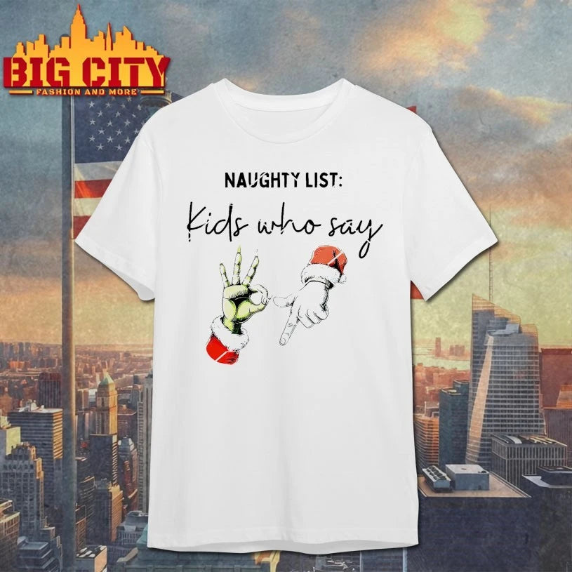 Grinch Hand Naughty List Kids Who Say Six Seven 6 7 Meme Christmas shirt