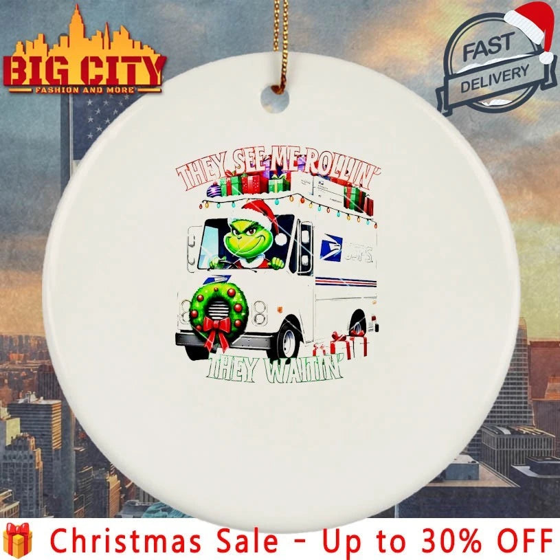 Grinch Santa USPS They See Me Rollin They Waitin shirt