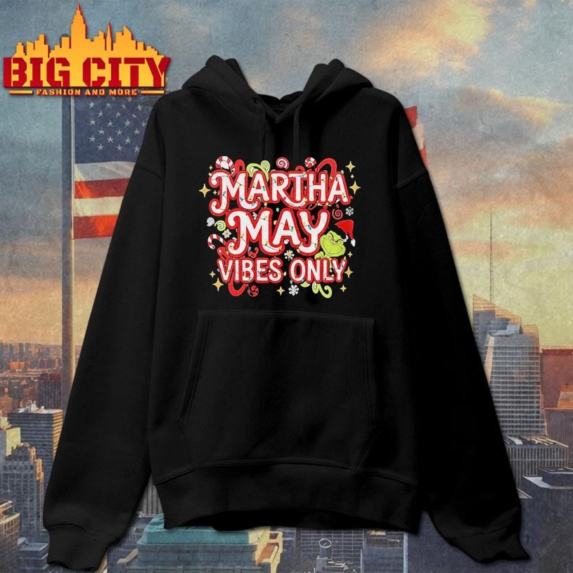 Grinch Santa hat Martha May Vibes Only Merry Christmas 2025 shirt