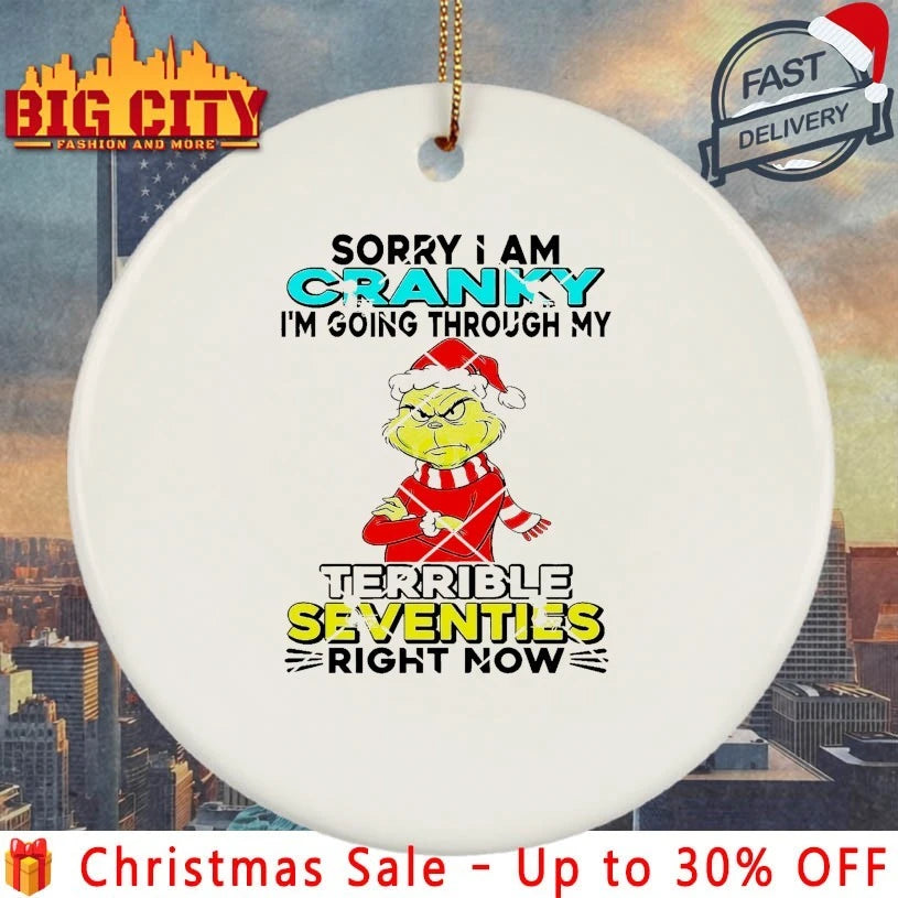 Grinch Sorry I Am Cranky I’m Going Through My Terrible Seventies right now Shirt