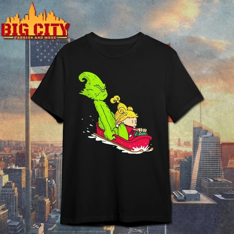 Grinch và Cindy-Lou Who skiing christmas 2025 shirt