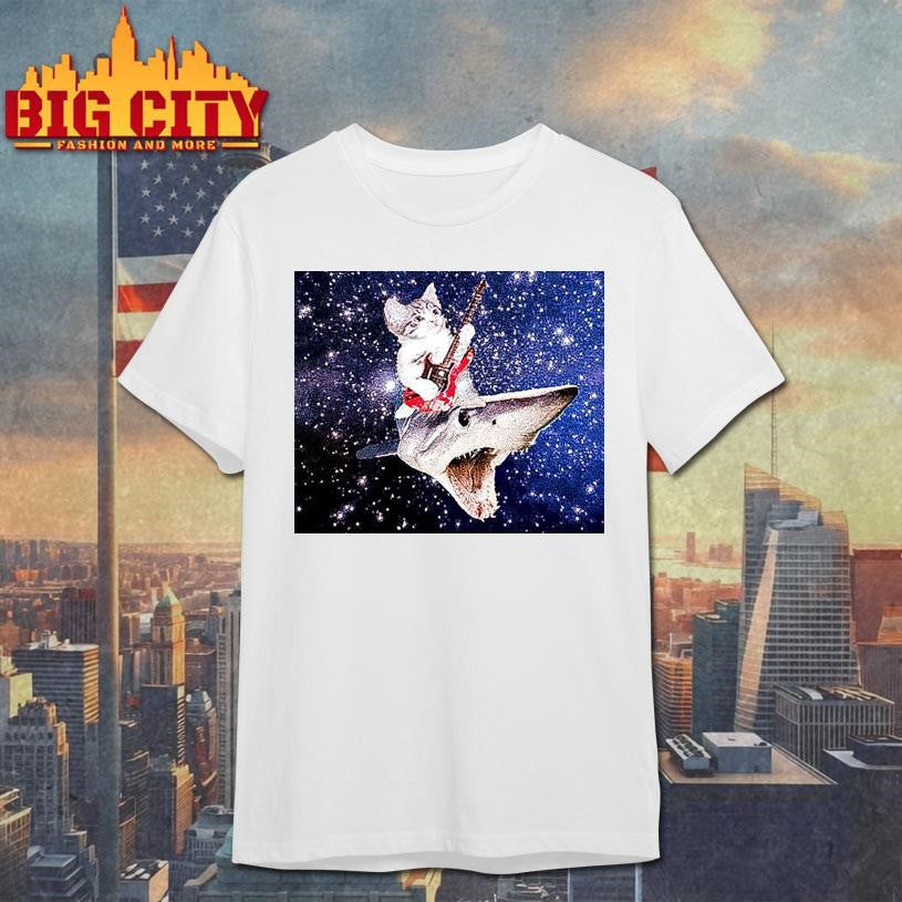 Guitar Cat on a Shark Shirt