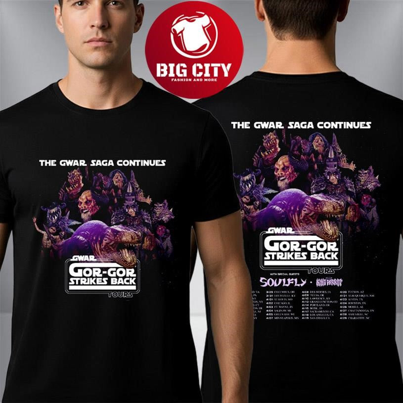Gwar Band Gor Gor Strikes Back Tour 2026 The Gwar Saga Continues Two Sided Shirt