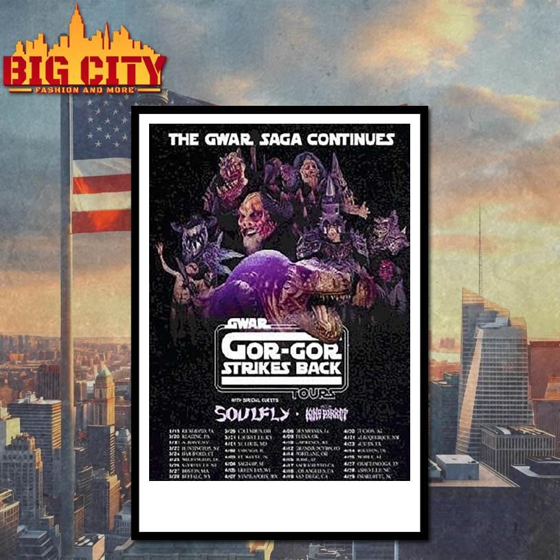 Gwar The Gwar Saga Gor-gor Strikes Back Tour 2026 North America City Dates Shirt