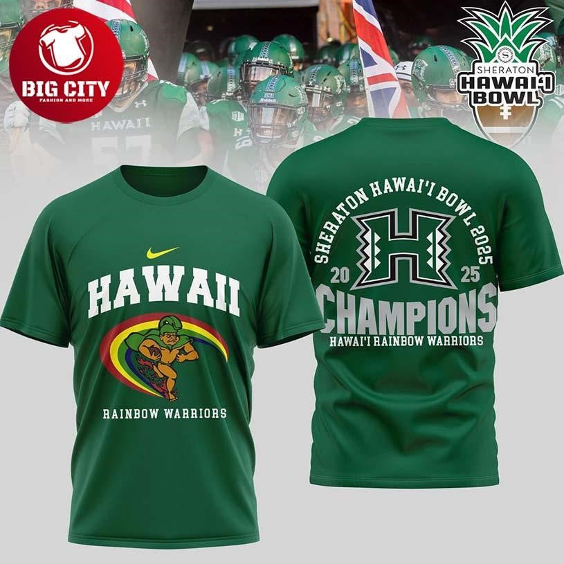 Hawaii Rainbow Warriors NCAA 2025 Hawaii Bowl Champions Two Sided Shirt